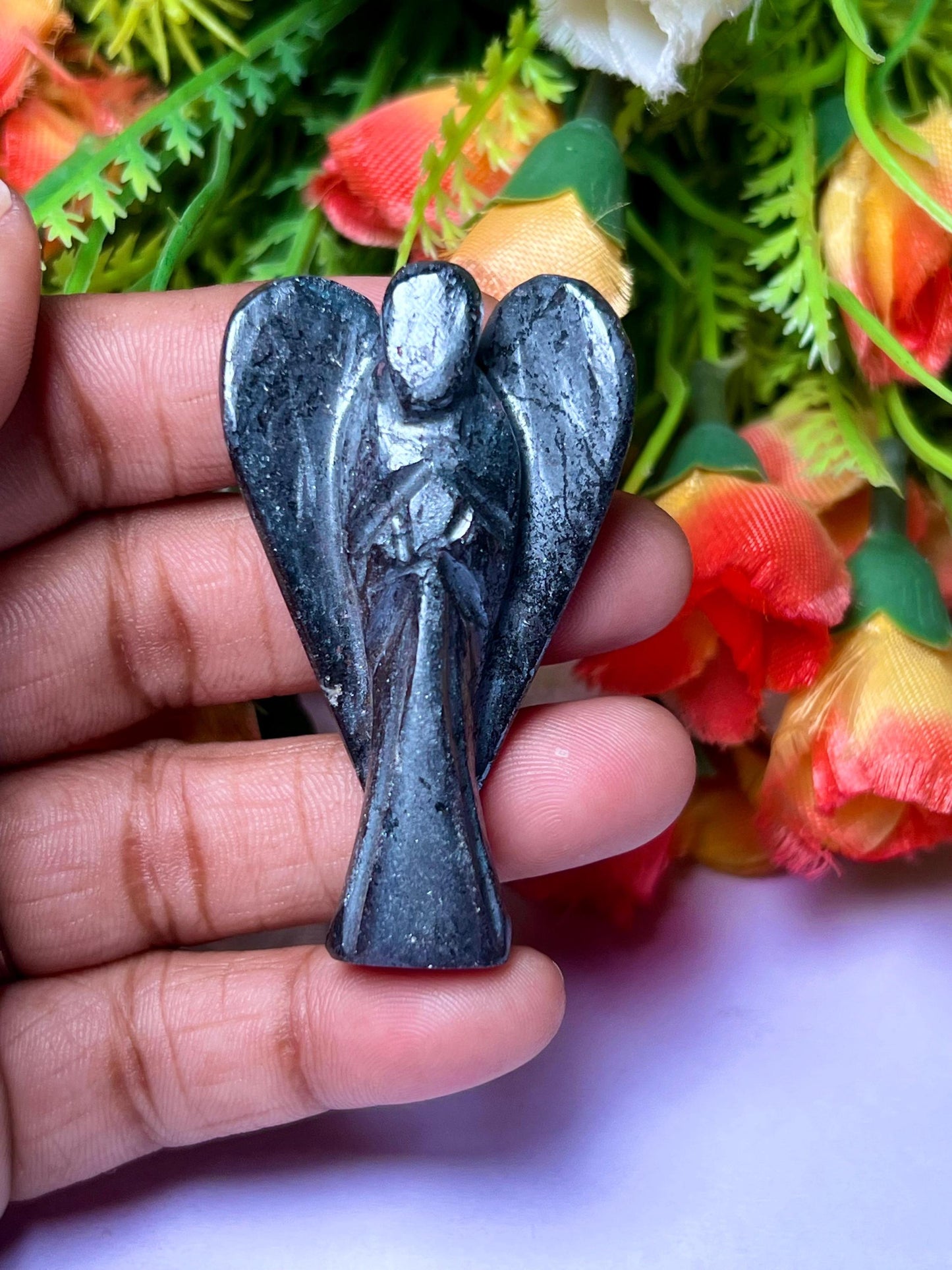 2" Angel Hematite Stone Guardian Angel blessed Angelic connection