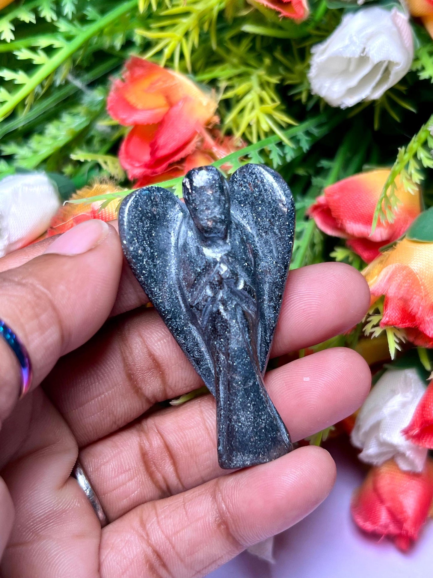 2" Angel Hematite Stone Guardian Angel blessed Angelic connection