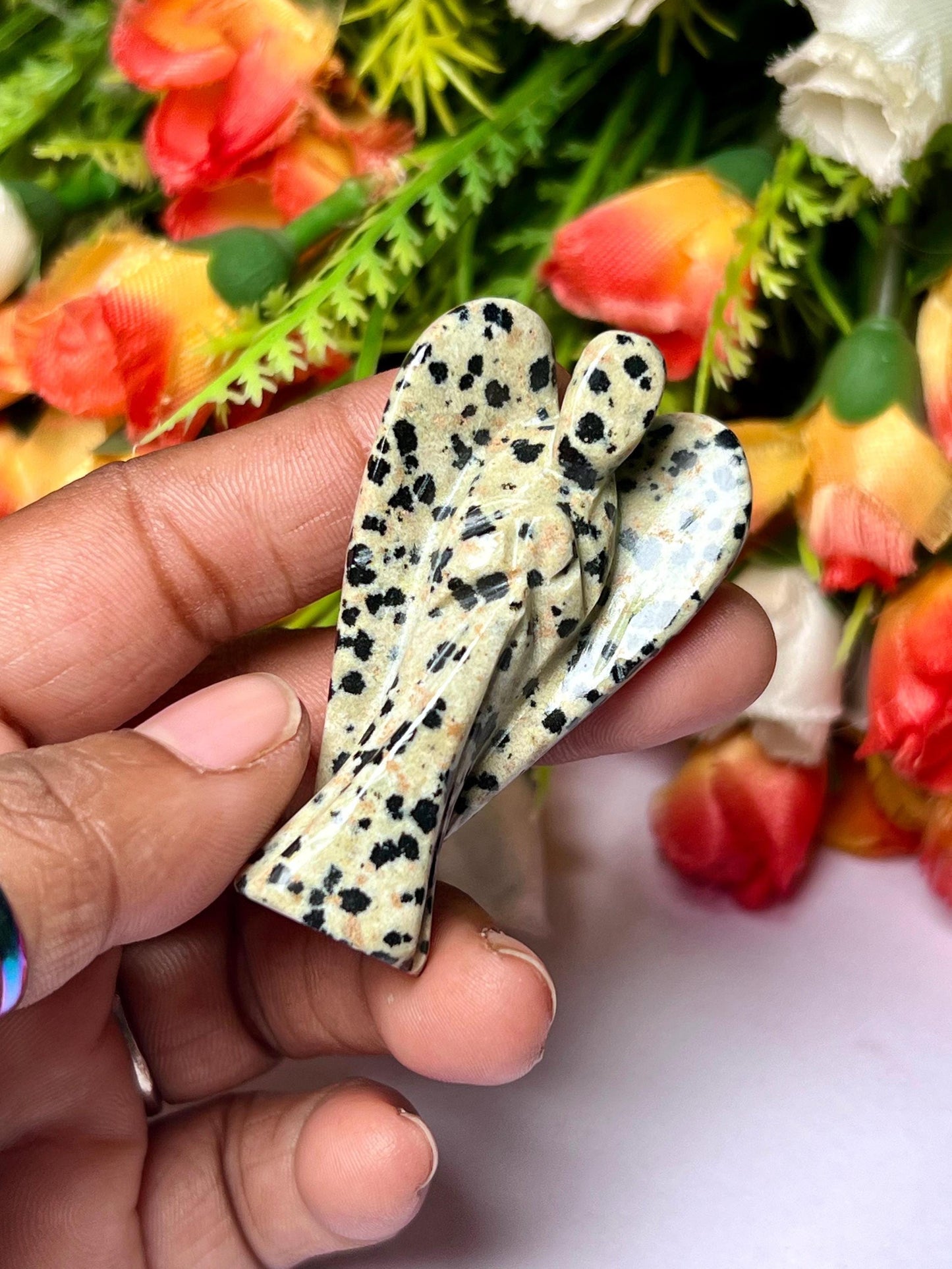 2" Angel Dalmation Jasper Stone Guardian Angel blessed Angelic connection