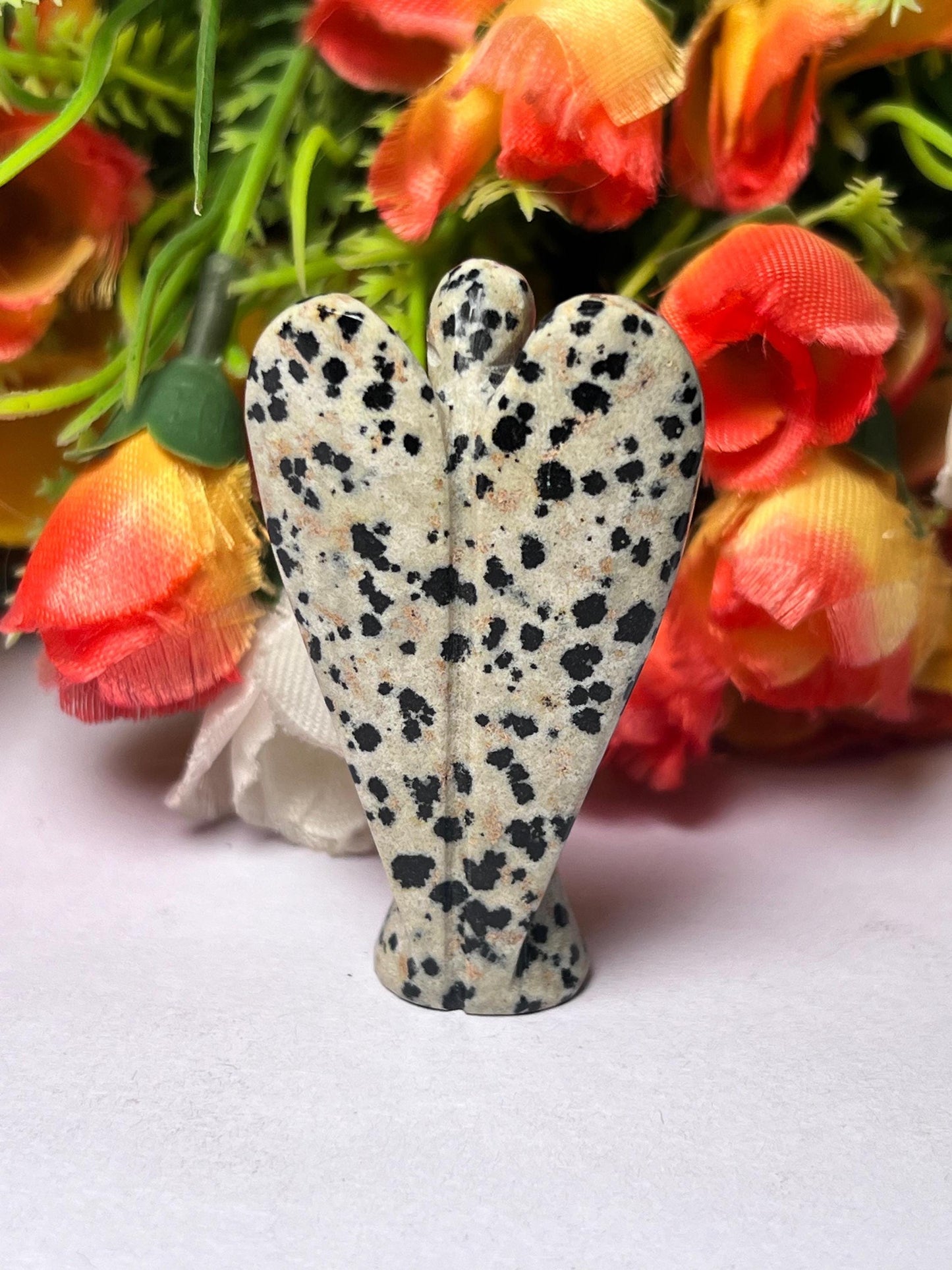 2" Angel Dalmation Jasper Stone Guardian Angel blessed Angelic connection