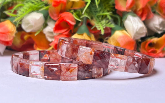 Red Fire Azeztulite Stone Pyramid Shape 10 MM Bracelet