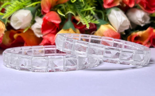 Tibetan Crystal Quartz Stone Pyramid Shape 10 MM Bracelet