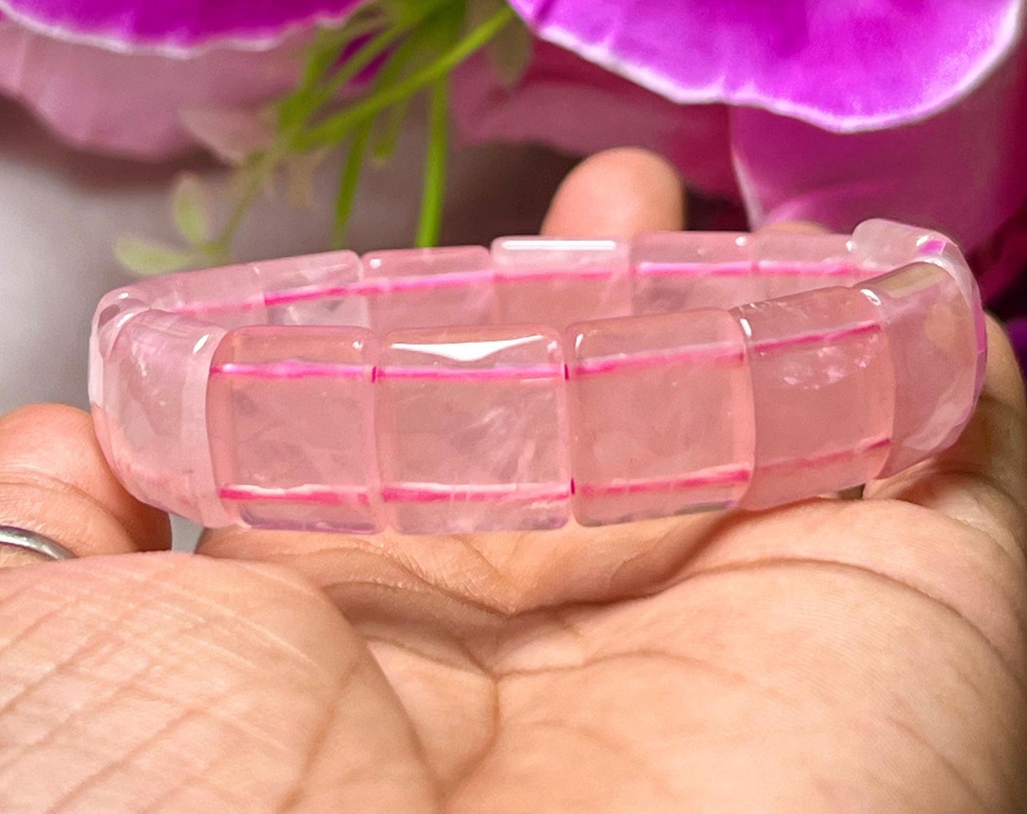 15 MM Rose Quartz Stone Bracelet l Stretchable Bracelet