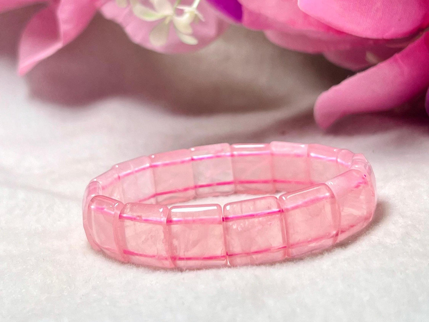 15 MM Rose Quartz Stone Bracelet l Stretchable Bracelet