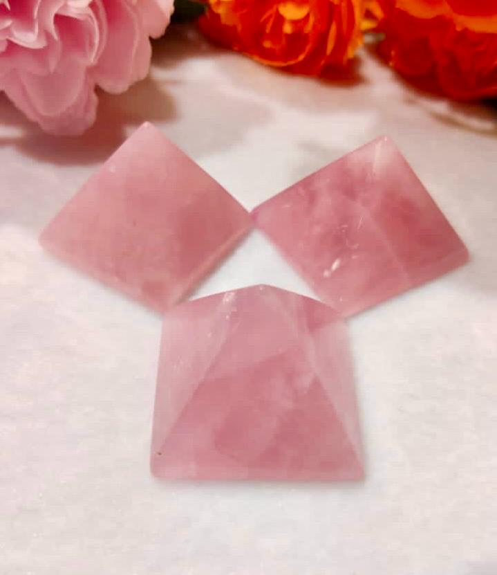 35MM Rose Quartz Gemstone Pyramid, Premium Quality 'A' Grade, Healing Crystals, Crystal Grids, Reiki