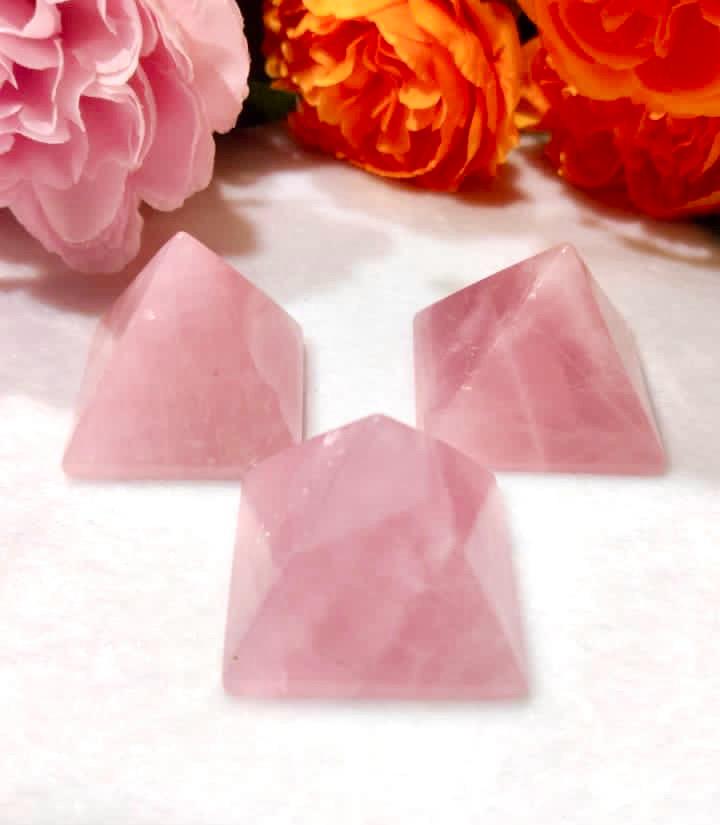 35MM Rose Quartz Gemstone Pyramid, Premium Quality 'A' Grade, Healing Crystals, Crystal Grids, Reiki