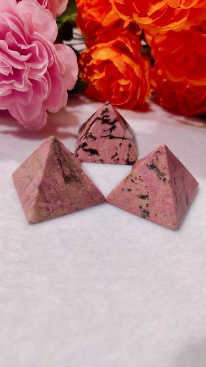 35MM Rhodonite Gemstone Pyramid, Premium Quality 'A' Grade, Healing Crystals, Crystal Grids, Reiki