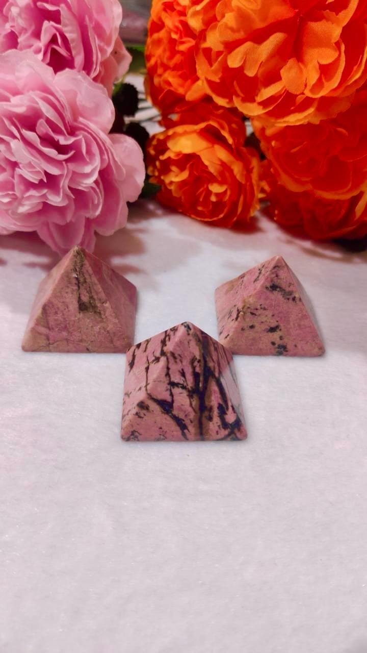 35MM Rhodonite Gemstone Pyramid, Premium Quality 'A' Grade, Healing Crystals, Crystal Grids, Reiki