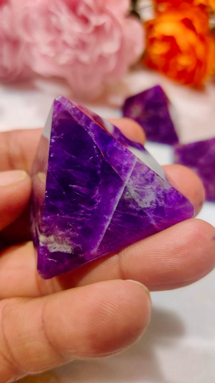 35MM Amethyst Gemstone Pyramid, Premium Quality 'A' Grade, Healing Crystals, Crystal Grids, Reiki