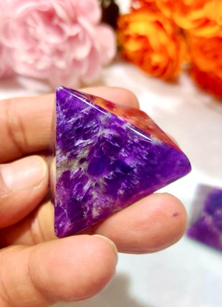 35MM Amethyst Gemstone Pyramid, Premium Quality 'A' Grade, Healing Crystals, Crystal Grids, Reiki