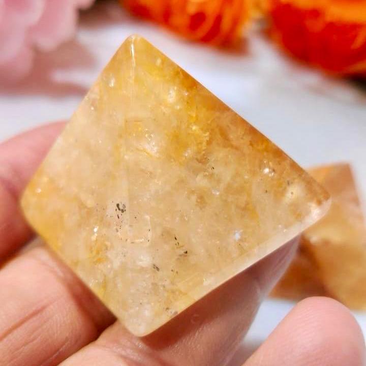 35MM Golden Healer Himalayan Crystal Quartz Gemstone Pyramid, Premium Quality 'A' Grade, Healing Crystals, Crystal Grids, Reiki