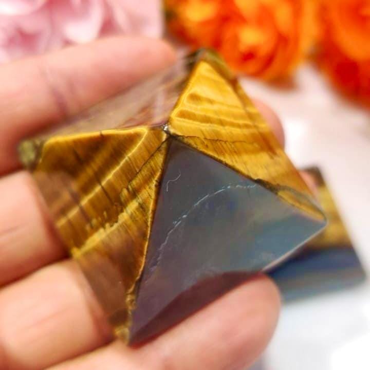 35MM Tiger's Eye Gemstone Pyramid, Premium Quality 'A' Grade, Healing Crystals, Crystal Grids, Reiki