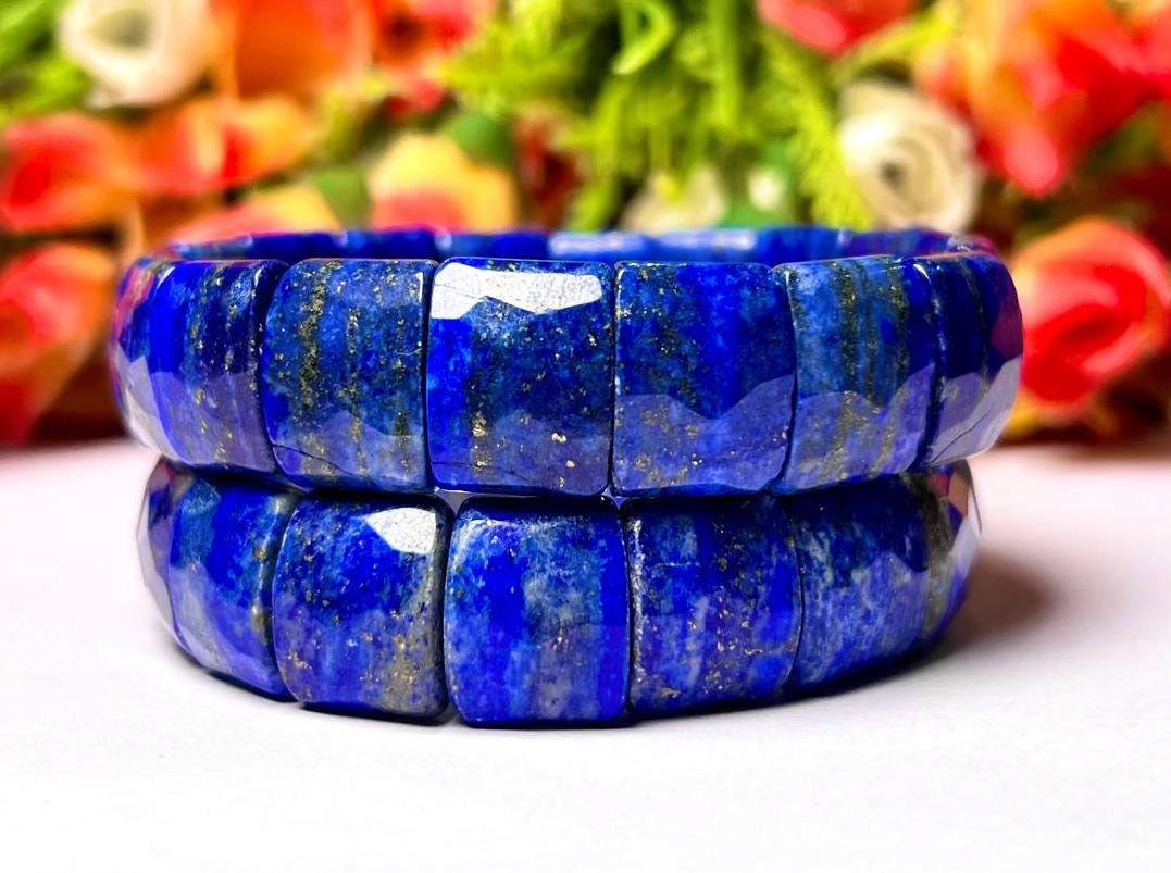 15 MM Lapis Lazuli Stone Bracelet l Stretchable Bracelet High Grade