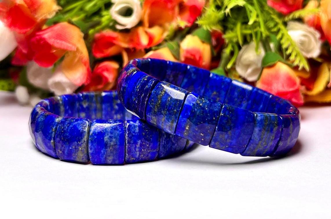 15 MM Lapis Lazuli Stone Bracelet l Stretchable Bracelet High Grade