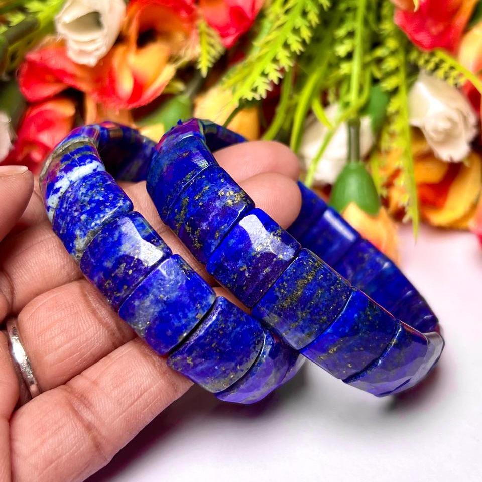 15 MM Lapis Lazuli Stone Bracelet l Stretchable Bracelet High Grade