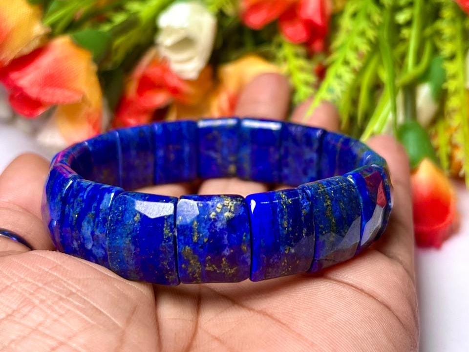 15 MM Lapis Lazuli Stone Bracelet l Stretchable Bracelet High Grade