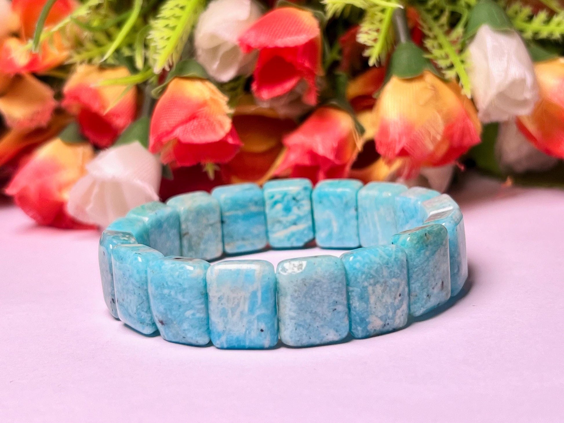 15 MM Amazonite Stone Bracelet l Stretchable Bracelet