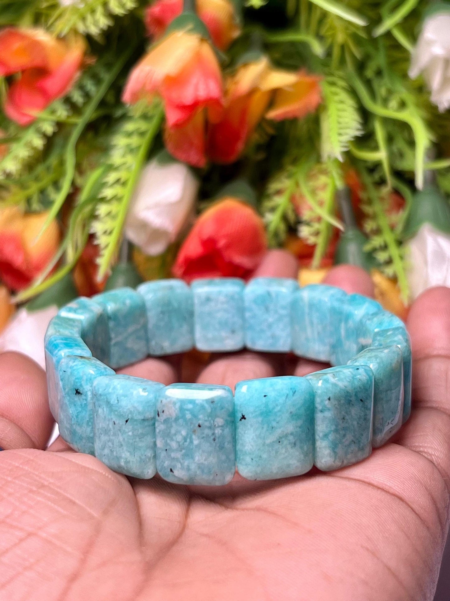 15 MM Amazonite Stone Bracelet l Stretchable Bracelet