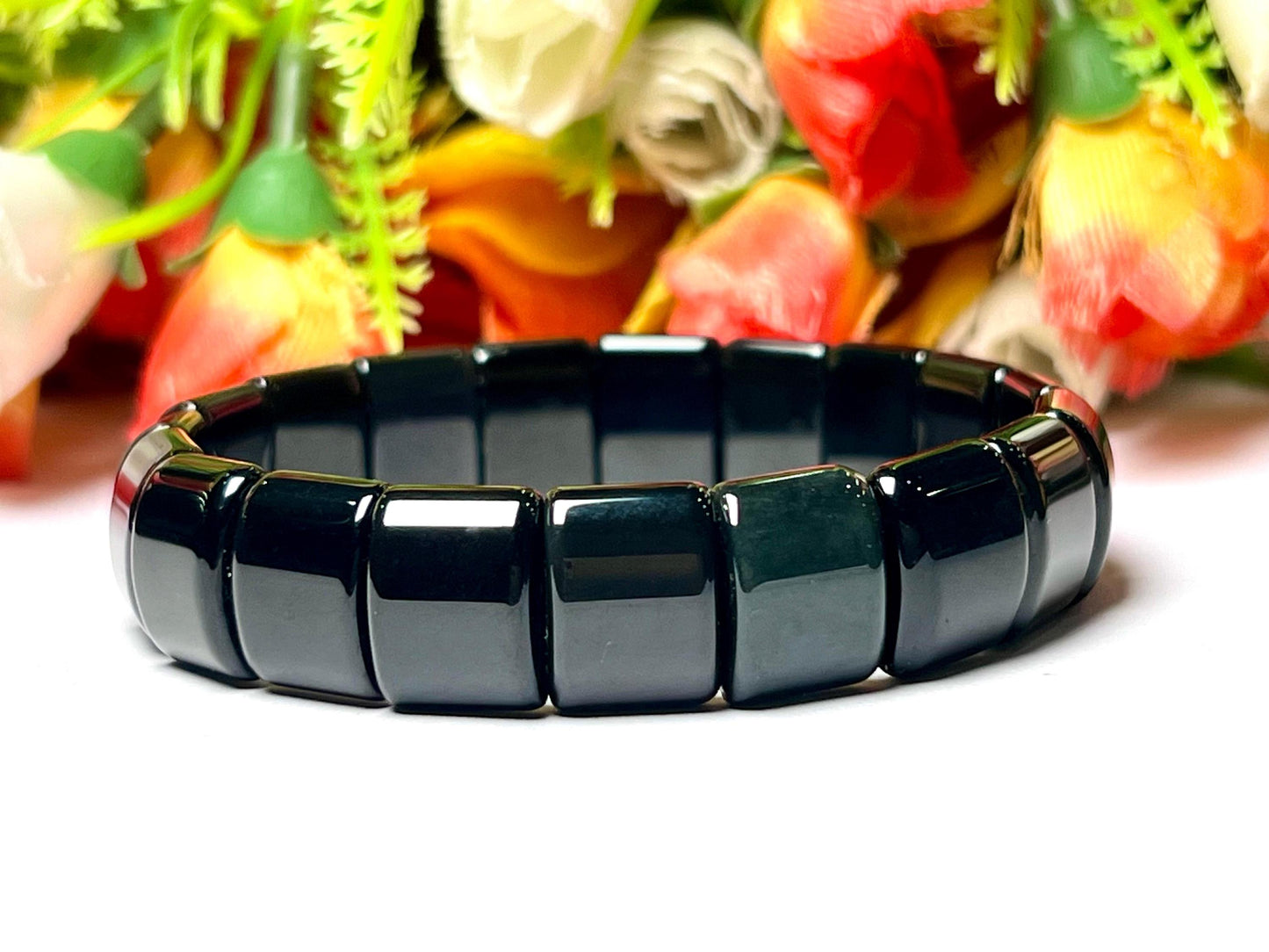 15 MM Rainbow Obsidian Stone Bracelet l Stretchable Bracelet