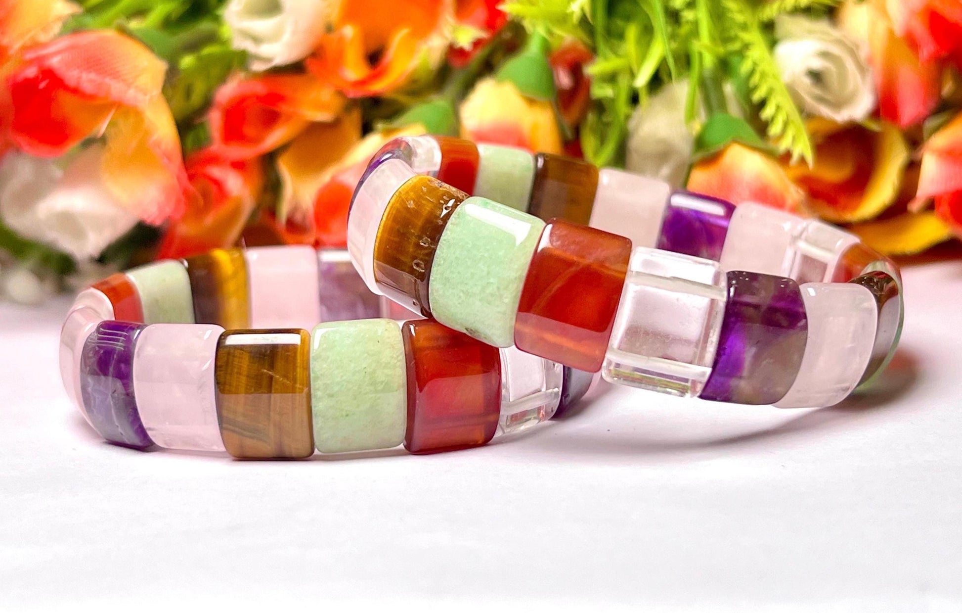 15 MM All Chakra Stone Bracelet l Stretchable Bracelet