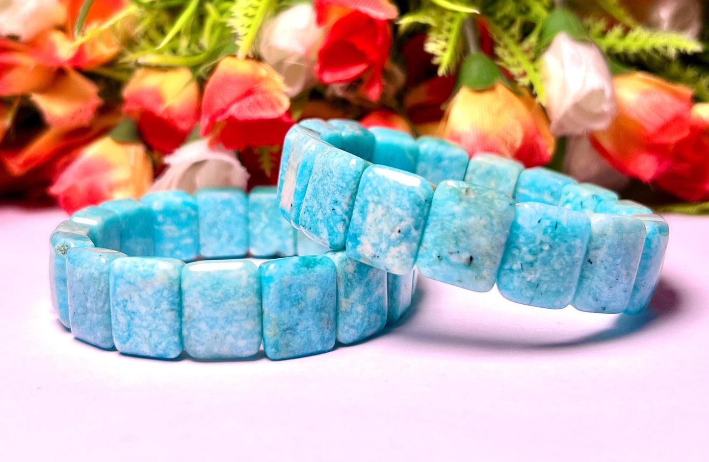 15 MM Amazonite Stone Bracelet l Stretchable Bracelet