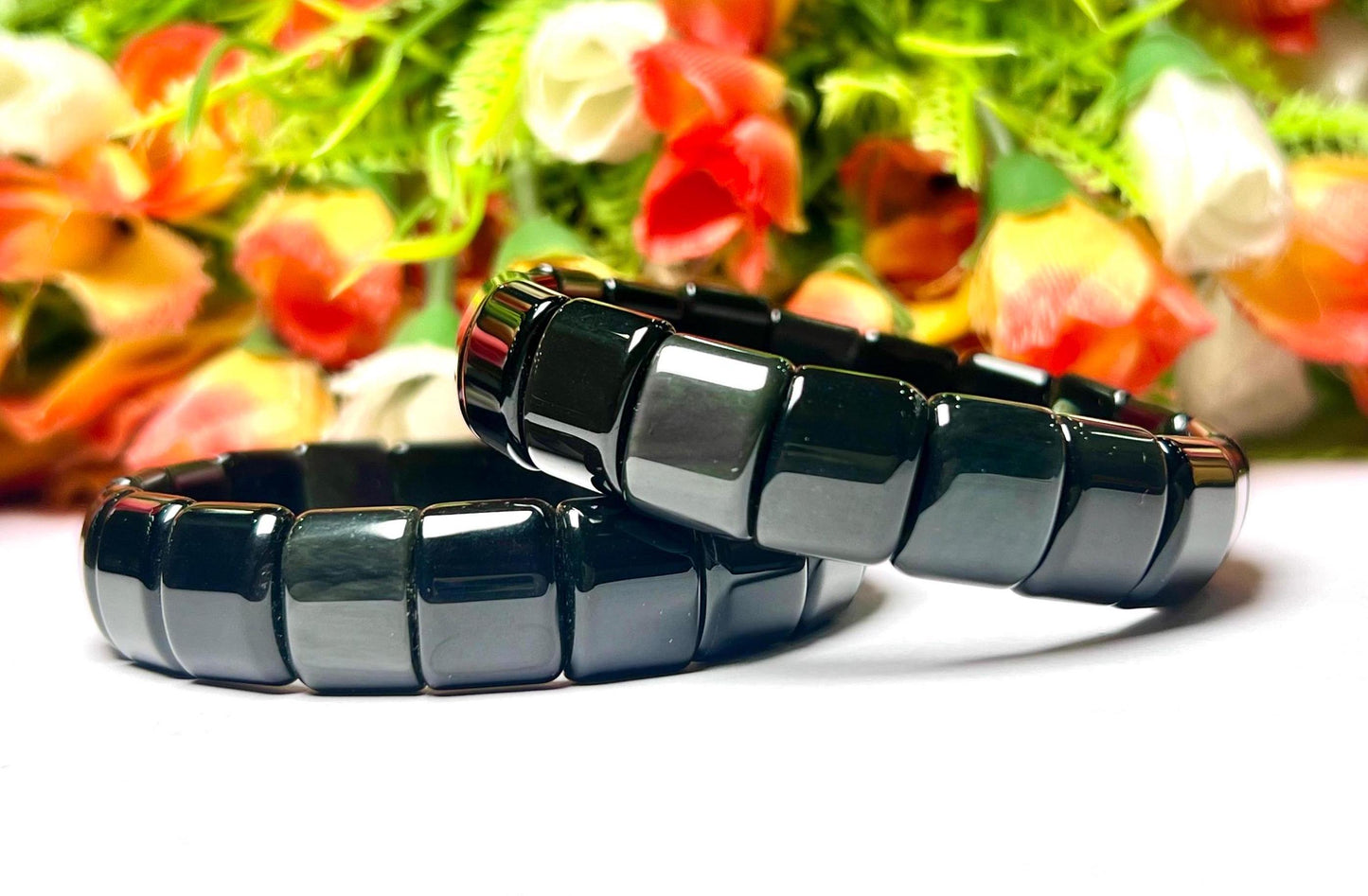 15 MM Rainbow Obsidian Stone Bracelet l Stretchable Bracelet