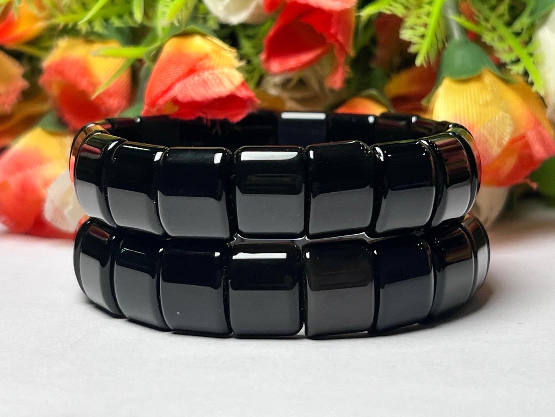 15 MM Rainbow Obsidian Stone Bracelet l Stretchable Bracelet