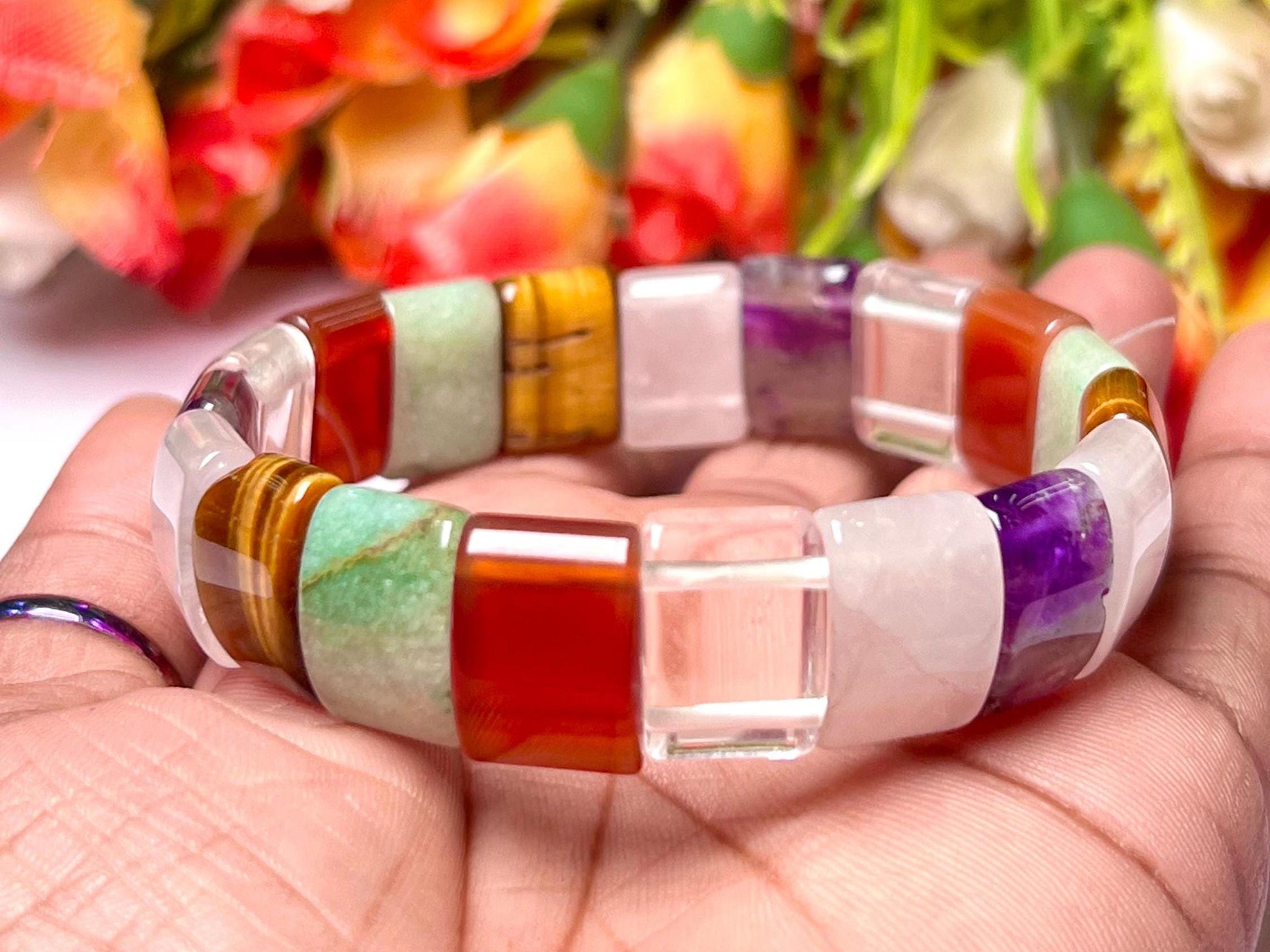 15 MM All Chakra Stone Bracelet l Stretchable Bracelet