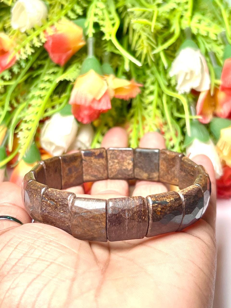 15 MM Bronzite Stone Bracelet l Stretchable Bracelet