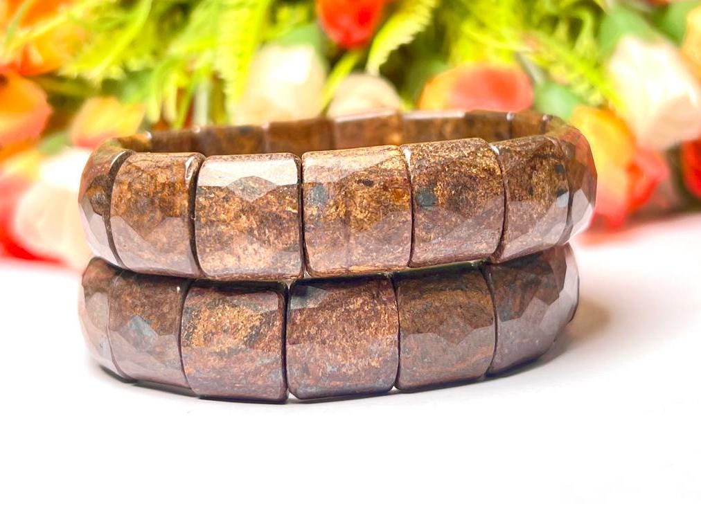 15 MM Bronzite Stone Bracelet l Stretchable Bracelet