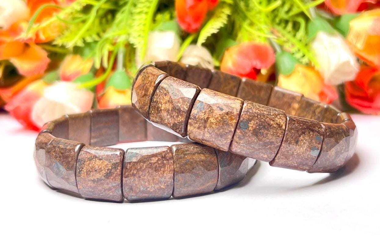 15 MM Bronzite Stone Bracelet l Stretchable Bracelet