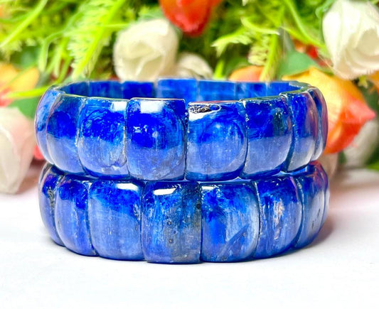 15 MM Premium Blue Kyanite Stone Bracelet l Stretchable Bracelet AAAAA +++++