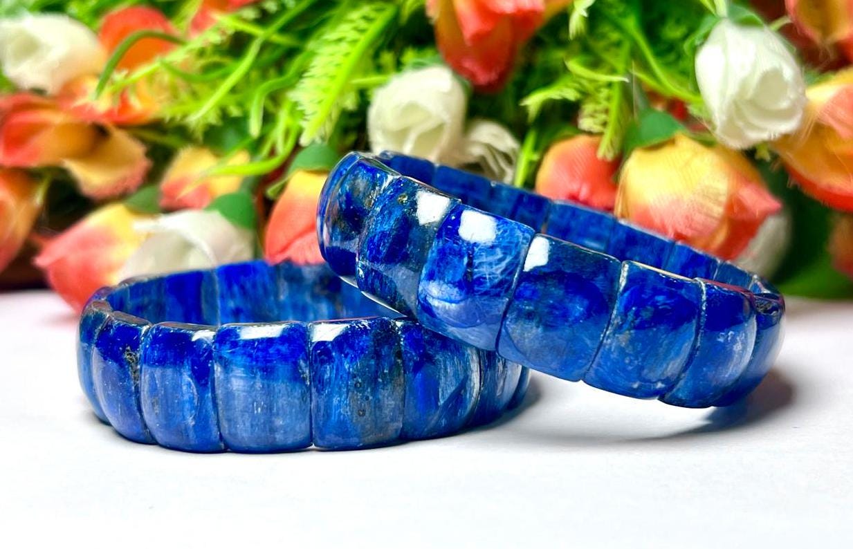 15 MM Premium Blue Kyanite Stone Bracelet l Stretchable Bracelet AAAAA +++++