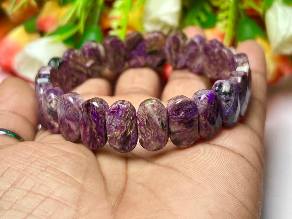 15 MM Charoite Stone Bracelet l Stretchable Bracelet