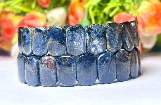 15 MM Blue Pietersite Stone Bracelet l Stretchable Bracelet AAAAA +++++