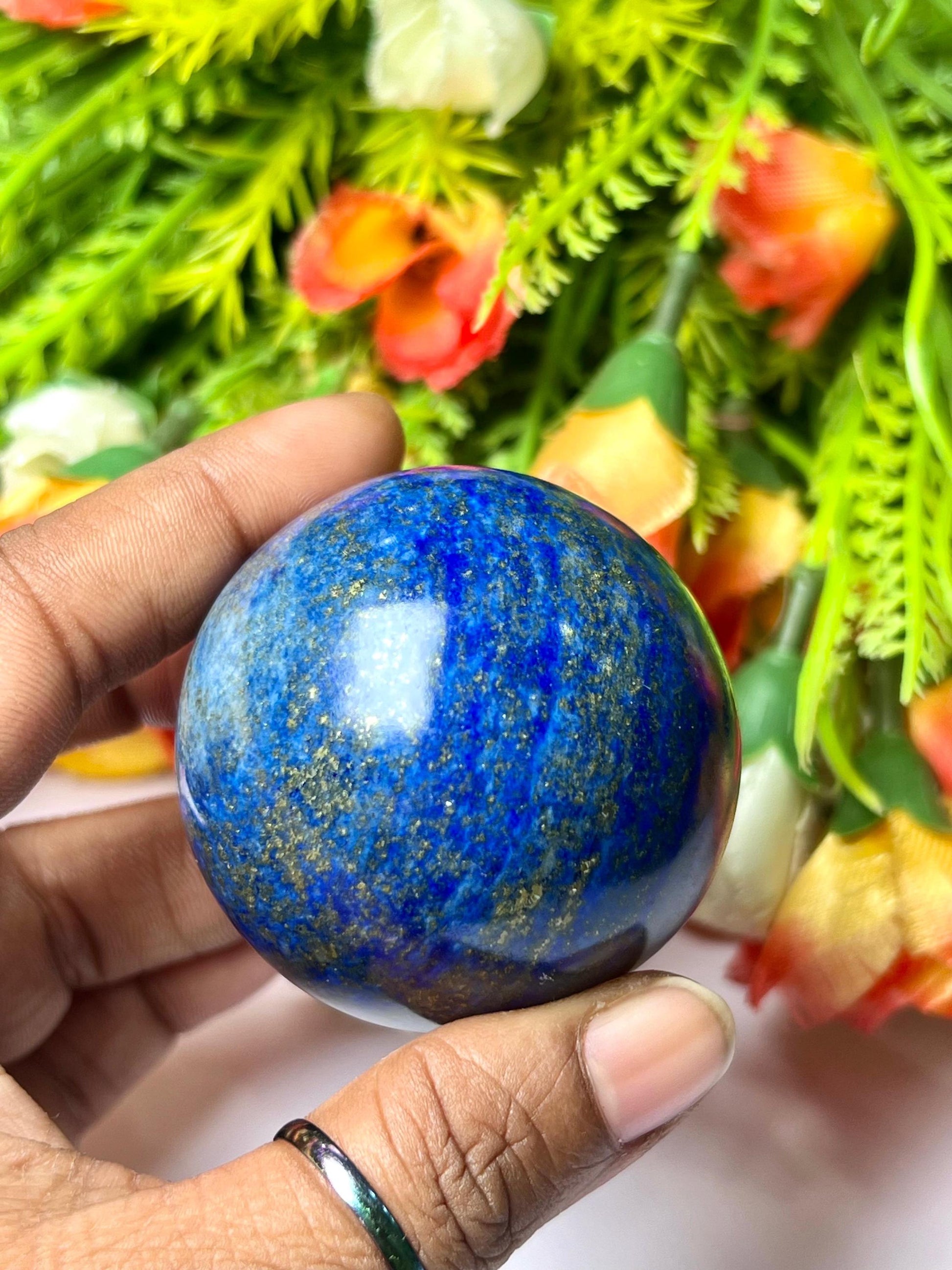 Lapis Lazuli Stone Sphere 40 MM Crystal Ball Orb Pocket Stone Meditation Space Crystal Grid With wooden Stand