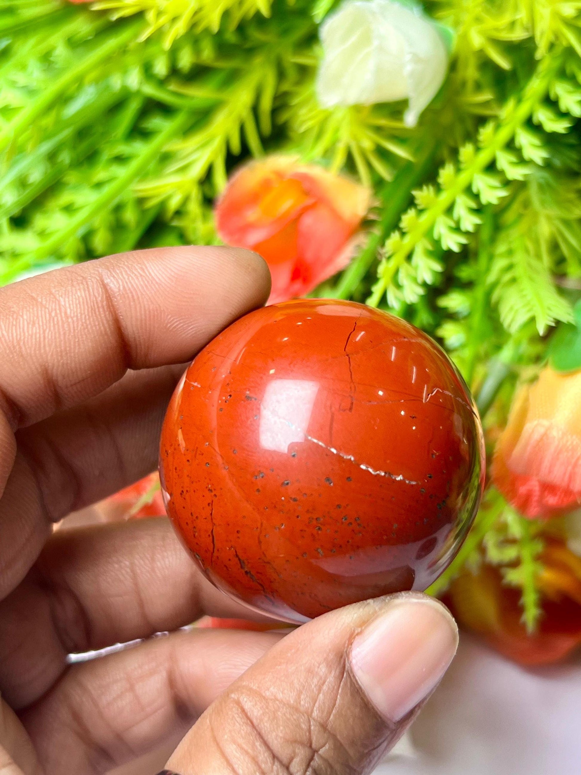 Red Jasper Stone Sphere 40 MM Crystal Ball Orb Pocket Stone Meditation Space Crystal Grid With wooden Stand