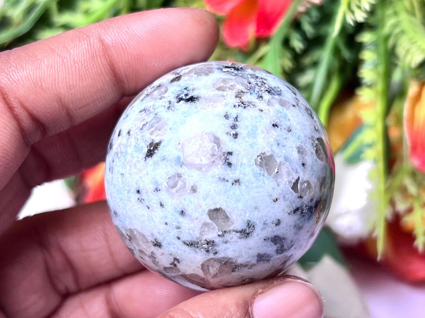 Kiwi Jasper Stone Sphere 40 MM Crystal Ball Orb Pocket Stone Meditation Space Crystal Grid With wooden Stand