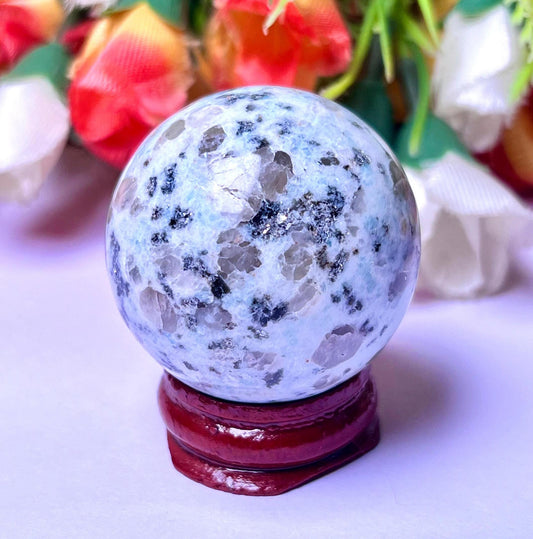 Kiwi Jasper Stone Sphere 40 MM Crystal Ball Orb Pocket Stone Meditation Space Crystal Grid With wooden Stand