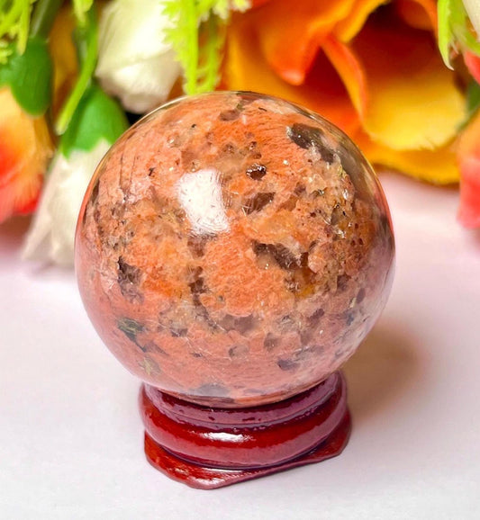 Rosophia Azeztulite Stone Sphere 40 MM Crystal Ball Orb Pocket Stone Meditation Space Crystal Grid With wooden Stand