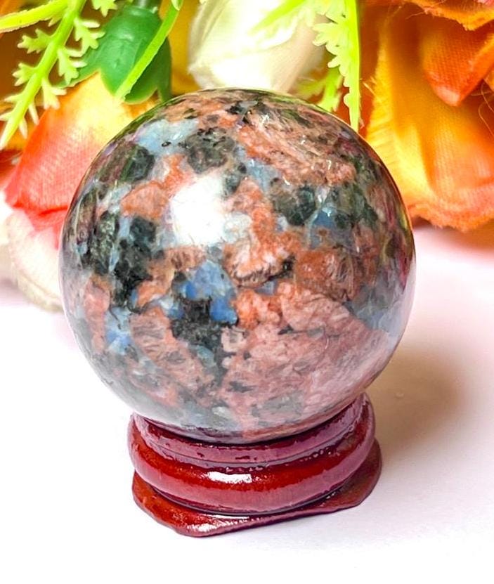 Liberite Que Sera Stone Sphere 40 MM Crystal Ball Orb Pocket Stone Meditation Space Crystal Grid With wooden Stand