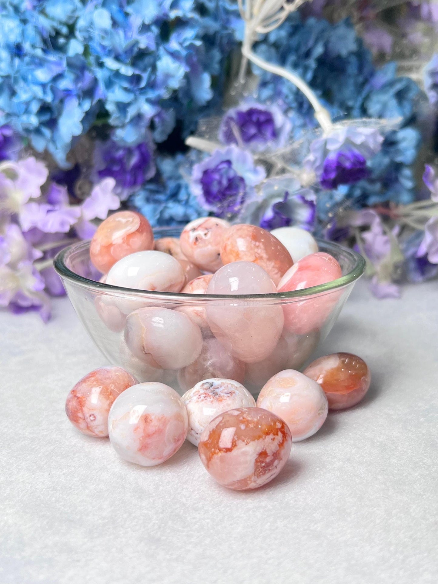 Pink Flower Agate Sakura Stone Tumbled Stone – Spiritual Healing Crystal – Available in Packs of 1, 3, 5, and 10 Pieces (AAAAA+ Quality)