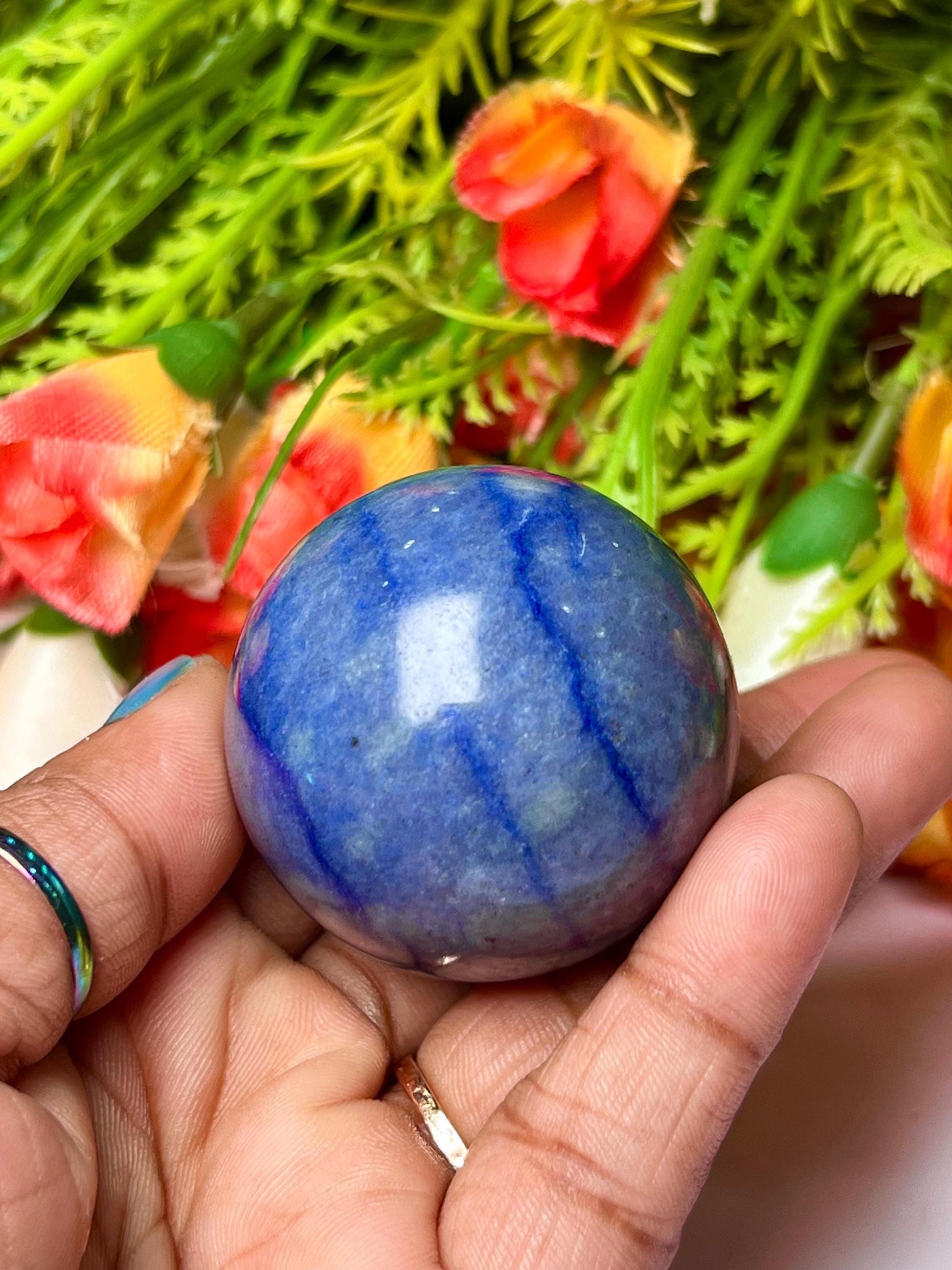 Blue Aventurine Stone Sphere 40 MM Crystal Ball Orb Pocket Stone Meditation Space Crystal Grid With wooden Stand