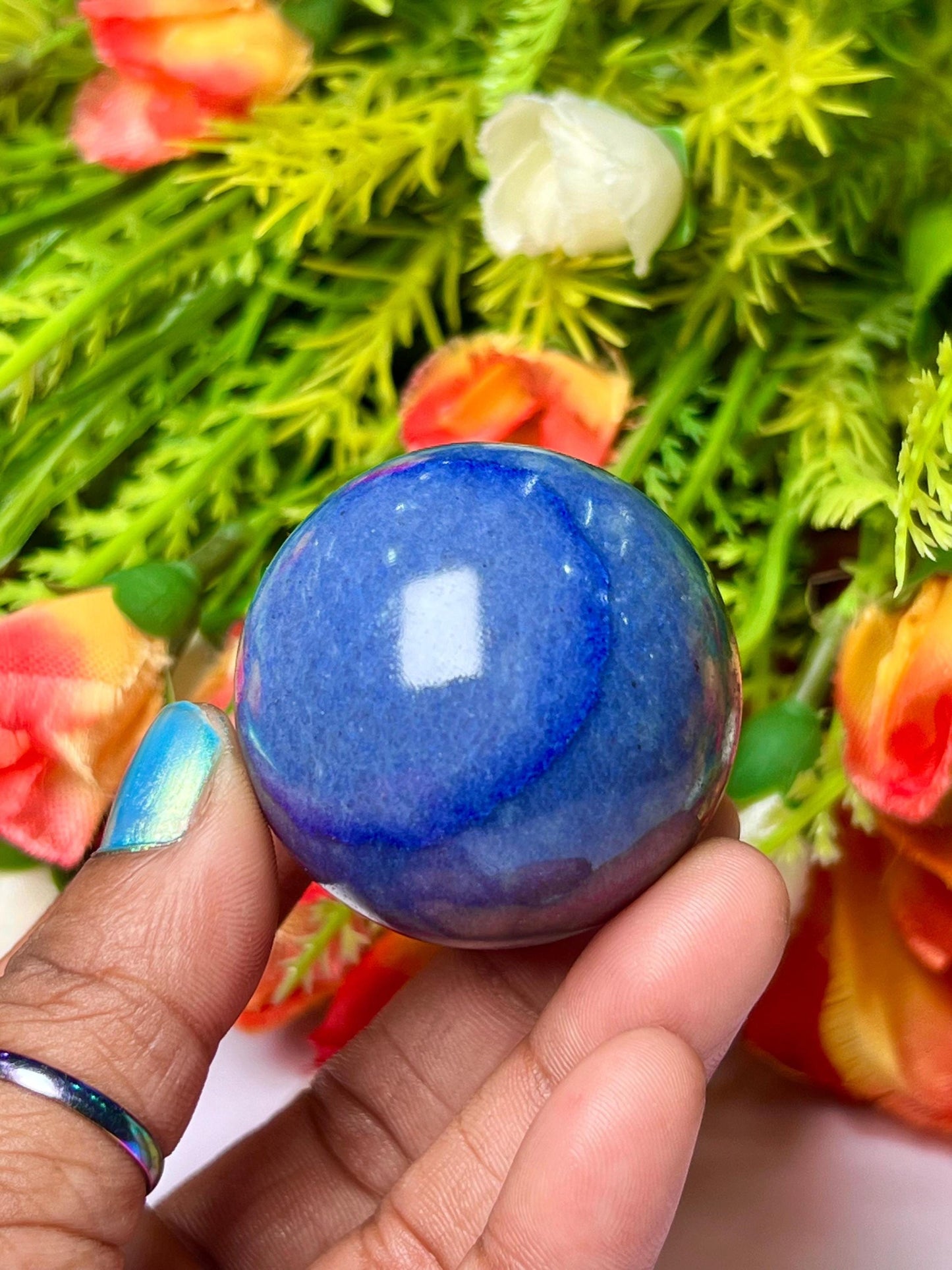 Blue Aventurine Stone Sphere 40 MM Crystal Ball Orb Pocket Stone Meditation Space Crystal Grid With wooden Stand