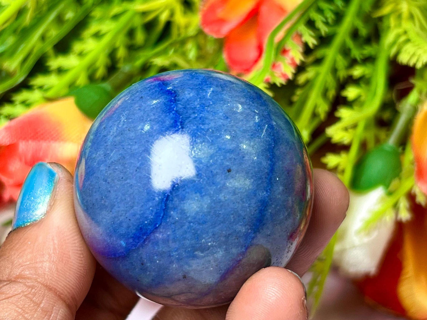 Blue Aventurine Stone Sphere 40 MM Crystal Ball Orb Pocket Stone Meditation Space Crystal Grid With wooden Stand