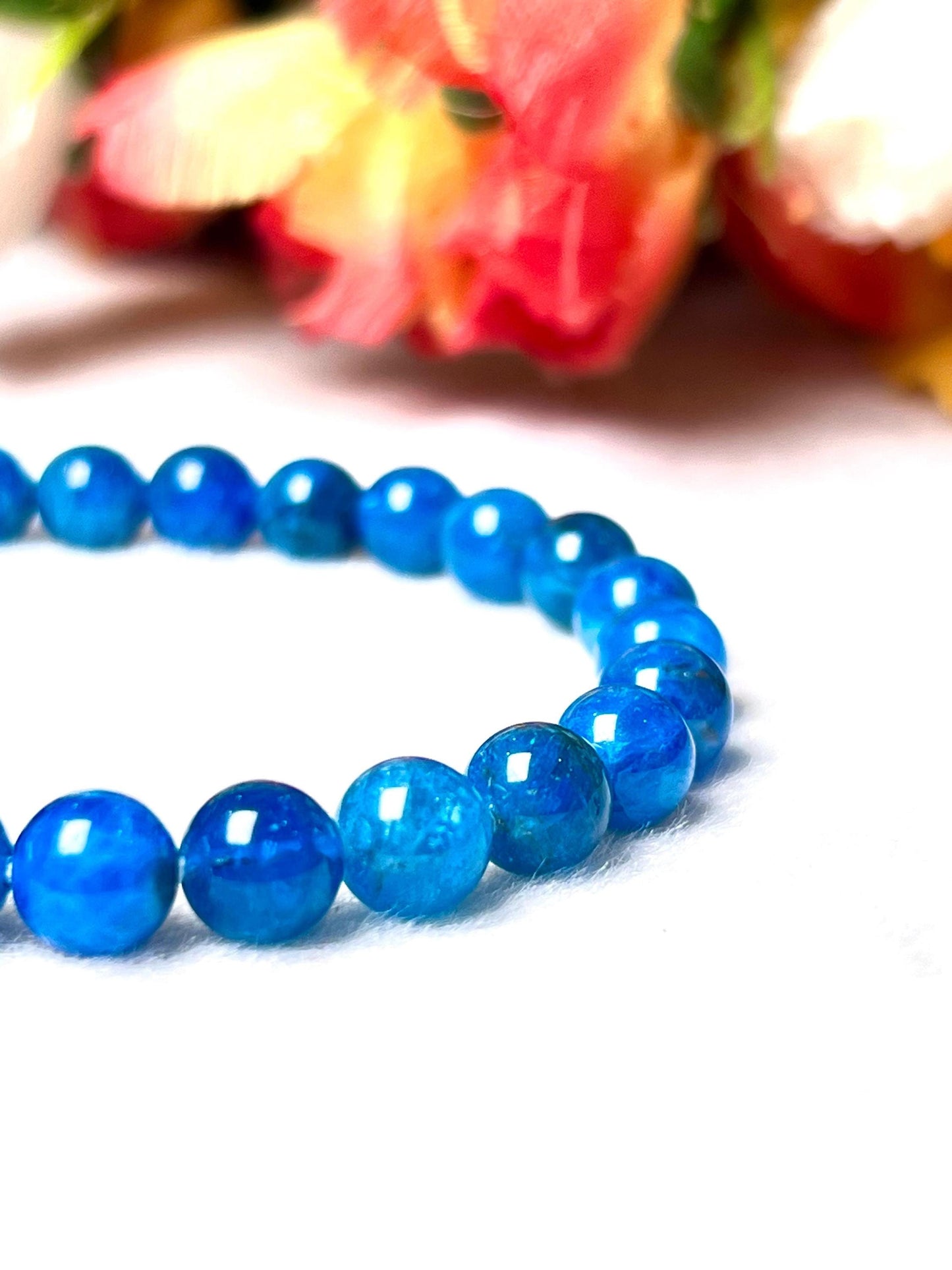 Blue Apatite Stone Bracelet l Stretchable Bracelet l Unisex Bracelet l 8 MM Bracelet