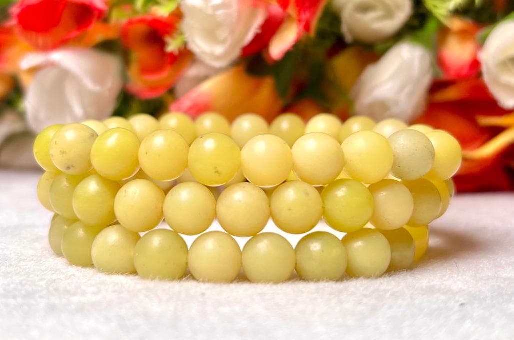 Yellow Lizardite Stone Bracelet l Stretchable Bracelet l Unisex Bracelet l 8 MM Bracelet