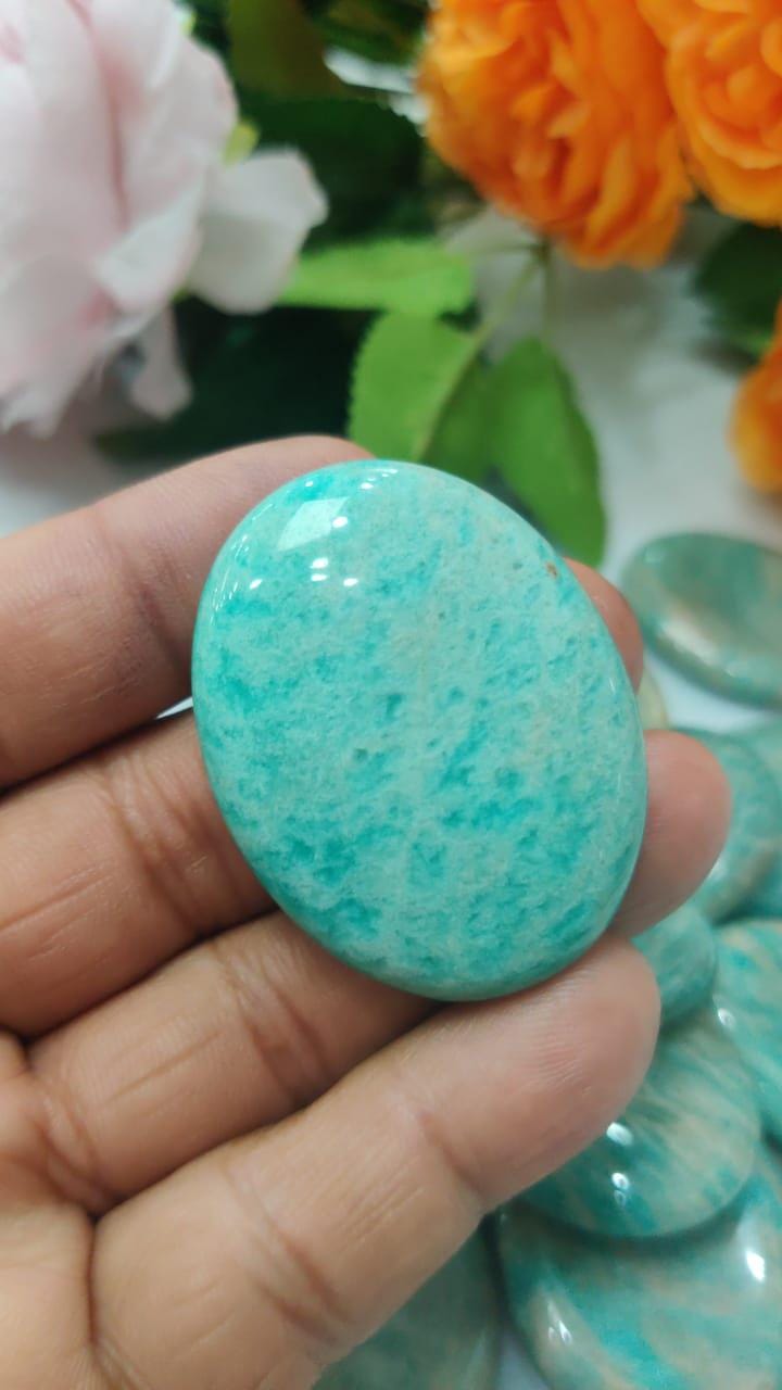 Amazonite Worry Stone – Crystal Worry Stone – Pocket Stone – Healing Crystal - 4.5x3.5cm