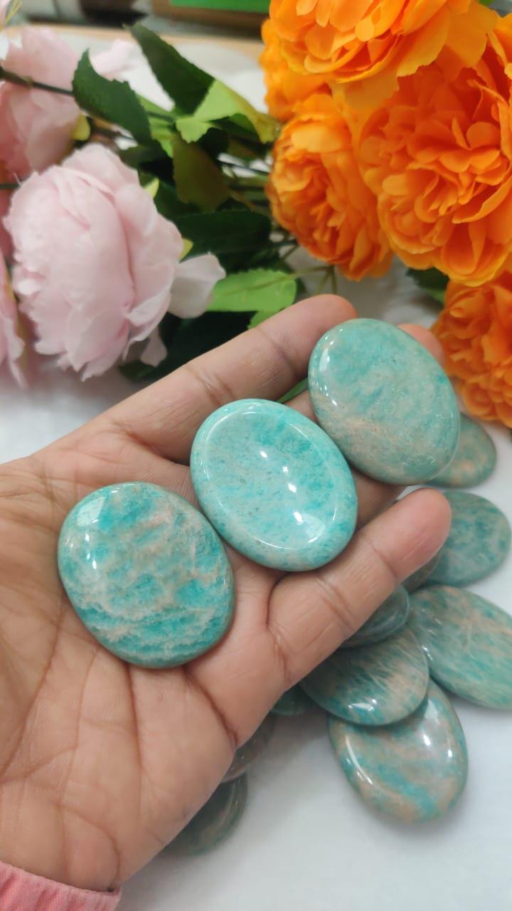 Amazonite Worry Stone – Crystal Worry Stone – Pocket Stone – Healing Crystal - 4.5x3.5cm