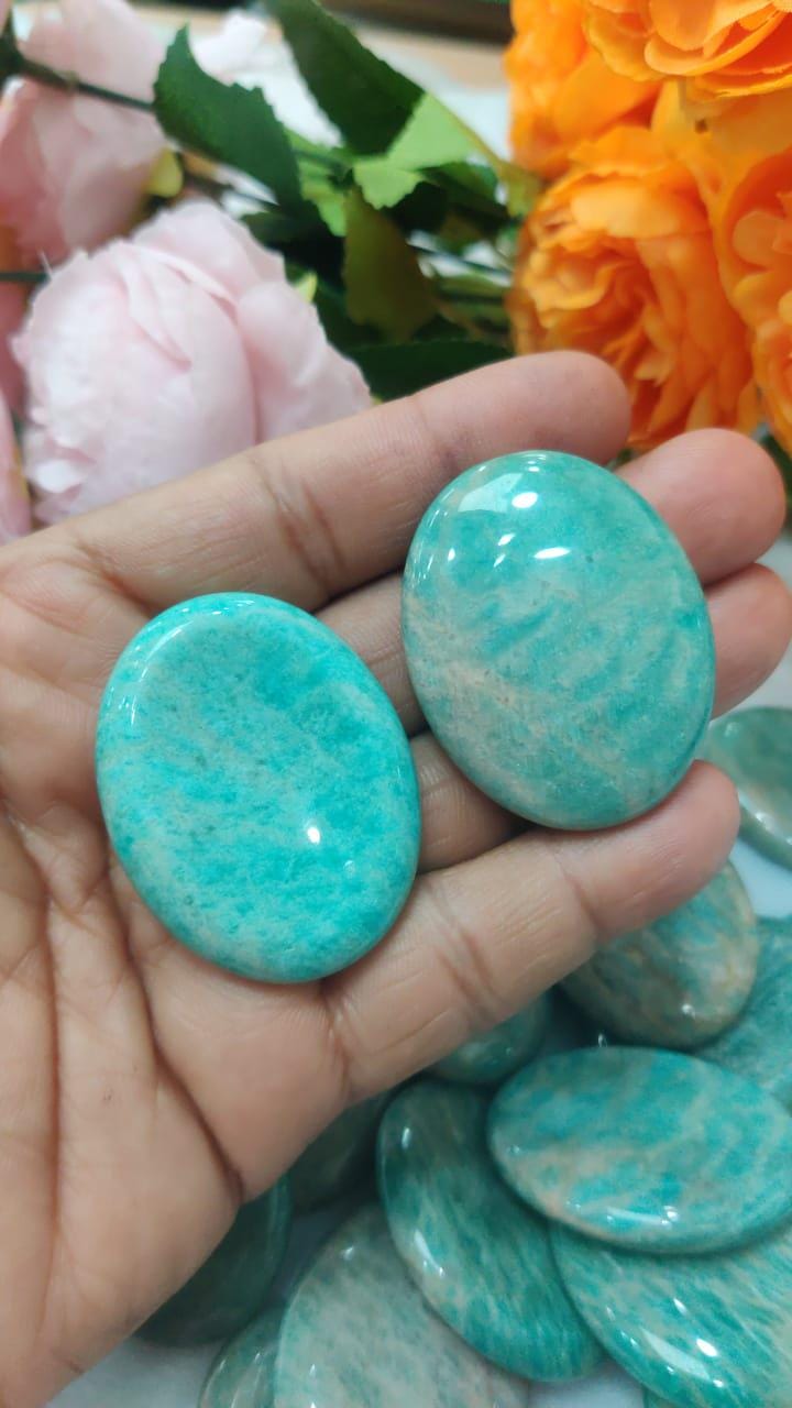 Amazonite Worry Stone – Crystal Worry Stone – Pocket Stone – Healing Crystal - 4.5x3.5cm